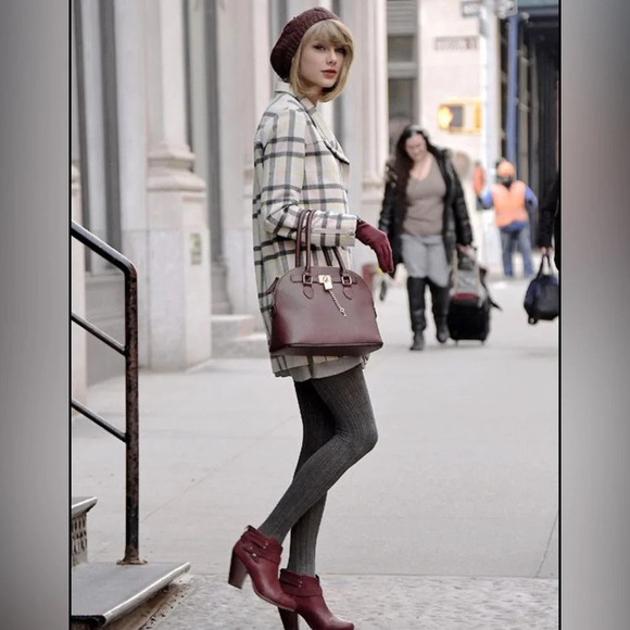 Rag & Bone Harrow Burgundy Leather Stud Harness Block‎ Heel Size 38 Taylor Swift - Picture 2 of 13